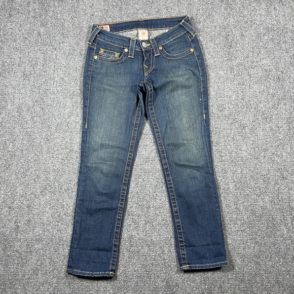 True Religion Jeans Womens Size 25 Lizzy Cropped/Capri Denim Dark Wash Blue 0678 - Picture 1 of 11